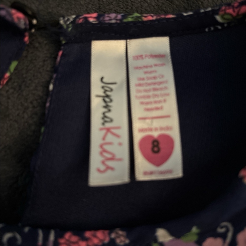 Floral Cold Shoulder Skorts Dress Navy Blue and Pink Girl’s Size 8 - Picture 3 of 4